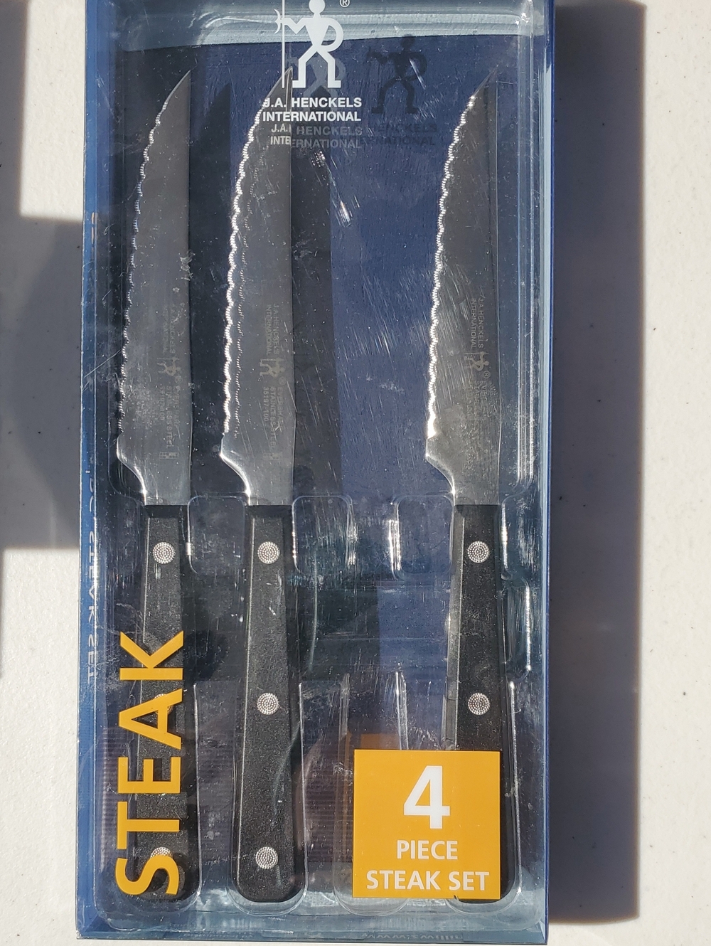 ZWILLING J.A. Henckels Black and Silver 3-Piece Steak Knife Set New